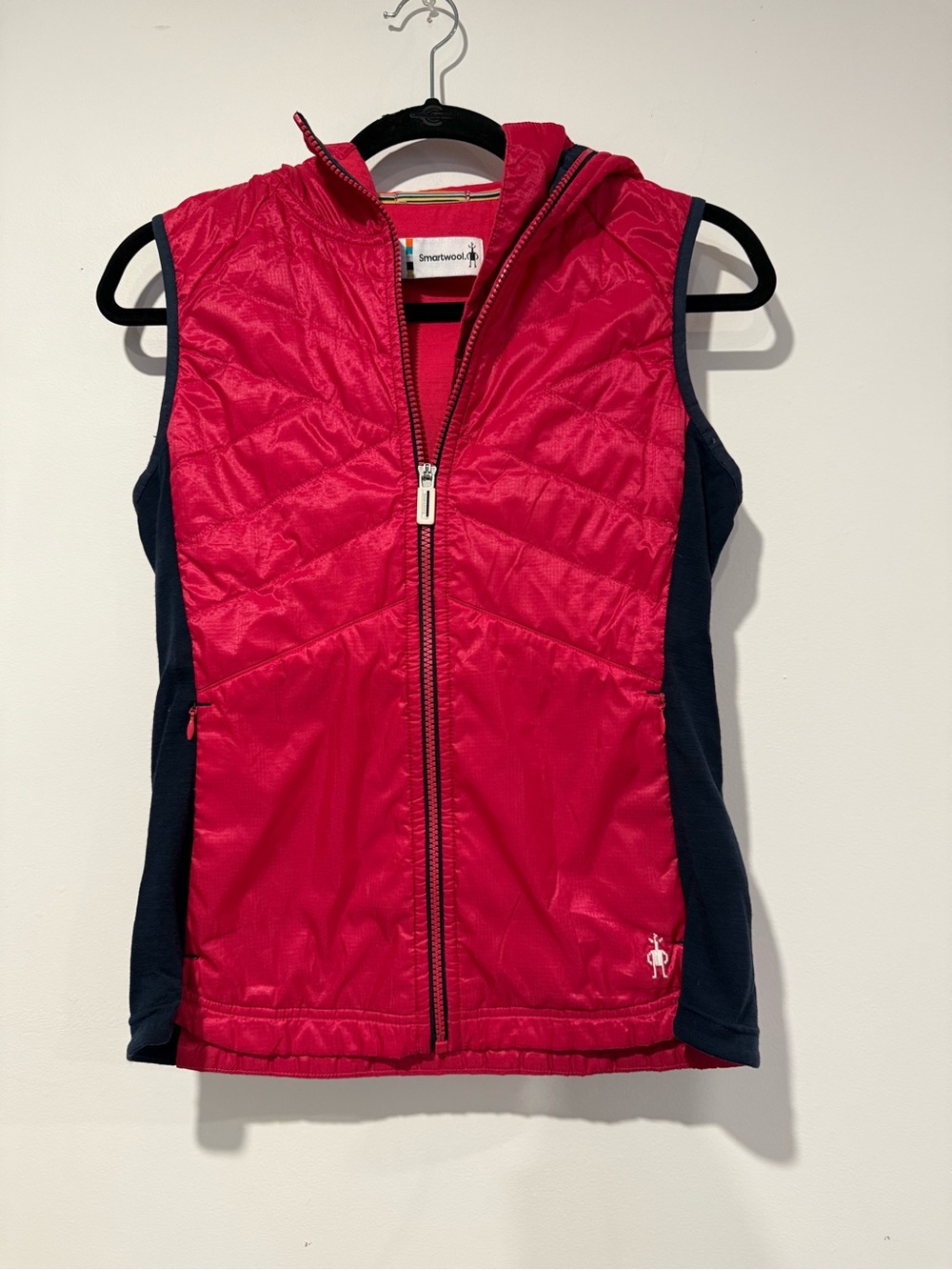 Smartwool Smartloft Hooded Vest Womens Small Pink Merino Wool Zip Lightweight
